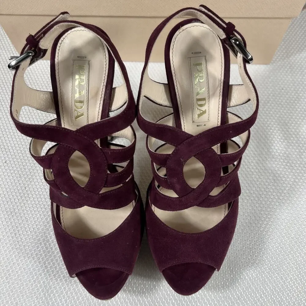 Prada Suede And Snakeskin Heels Sz 36 / US 5.5 w/‎ Dust Bag & Box